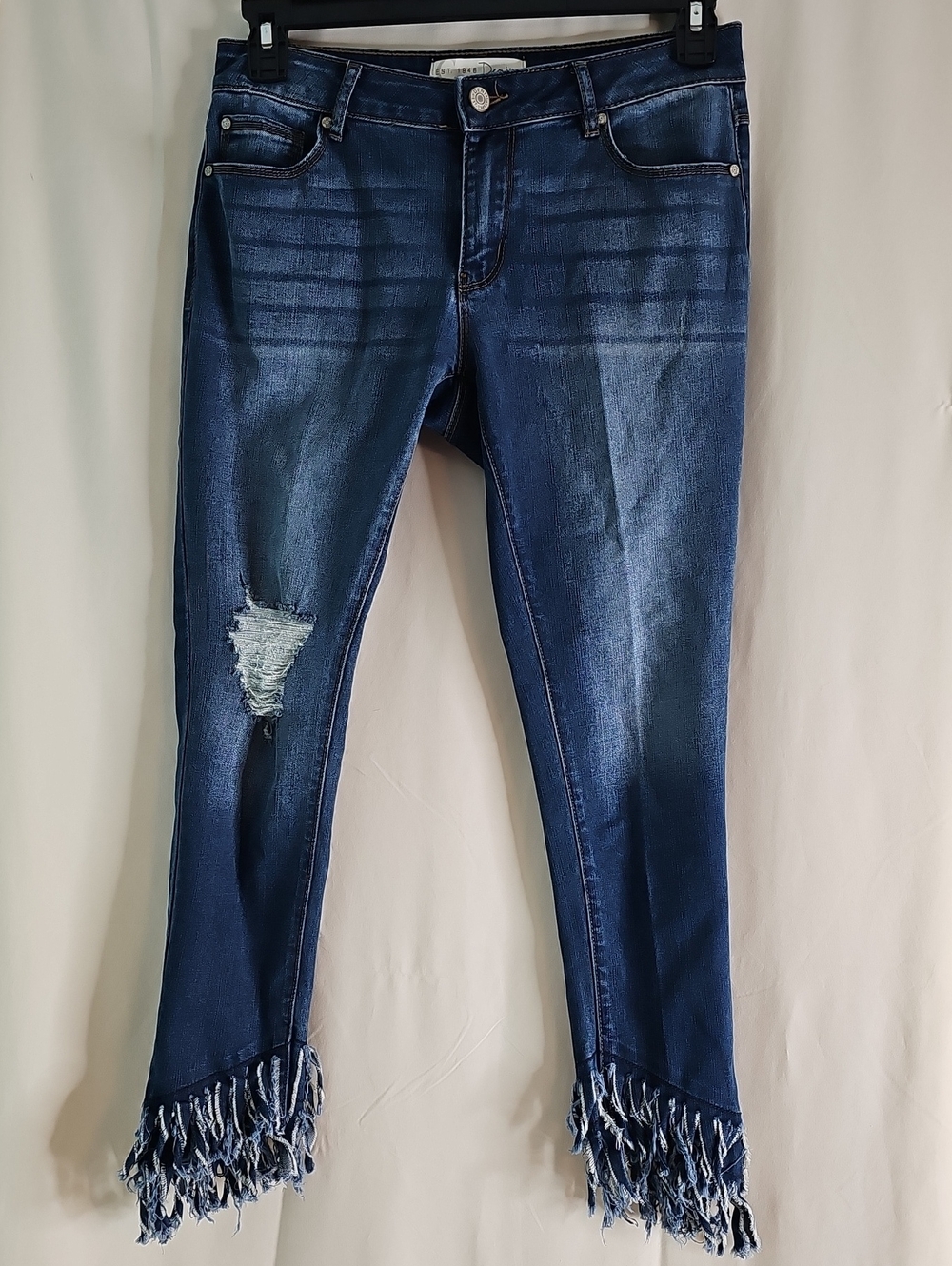 Est. 1946 Denim Fringed Hem Dark Indigo Skinny Jeans